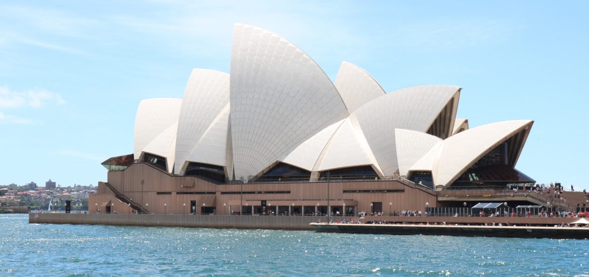 The famous Sydney Opera House glistens in the city's harbor.