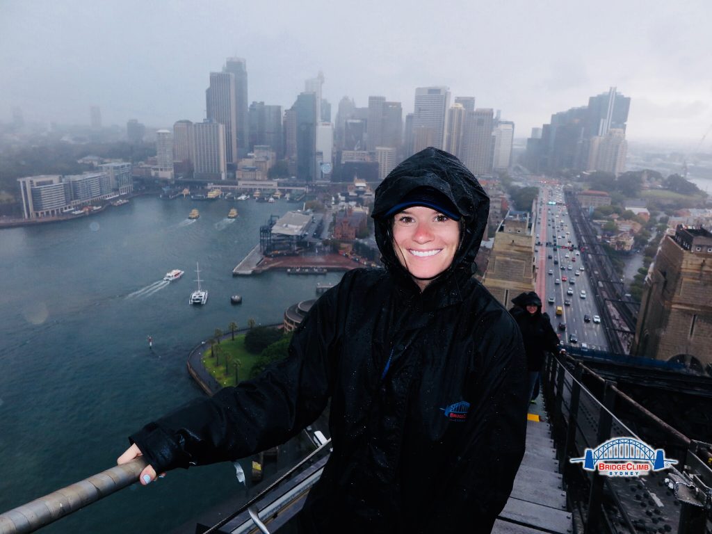 Sydney's harbor bridge climb is less fun in the monsooning rain.