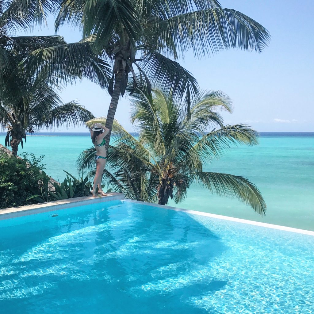 The spa infinity pool is a perfect place for relaxation at the Melia Zanzibar. 