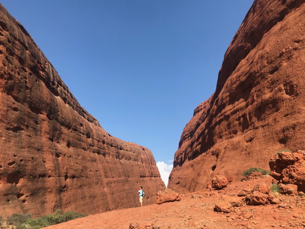 Hiking Kata Tjuta is one of the many hikes you will do with Adventure Tours in the Outback.