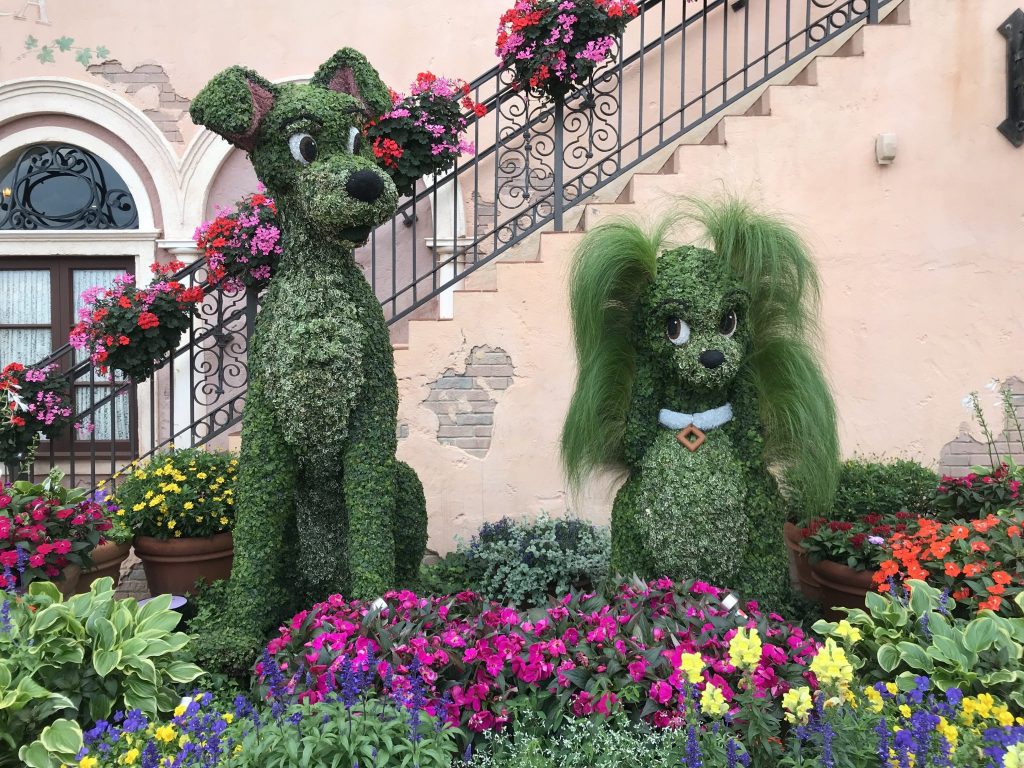 You'll see Lady and the Tramp at Epcot's Flower and Garden Festival.