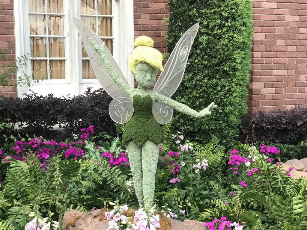 Tinkerbell is one of the topiaries you'll see at Disney World's Flower and Garden Festival.