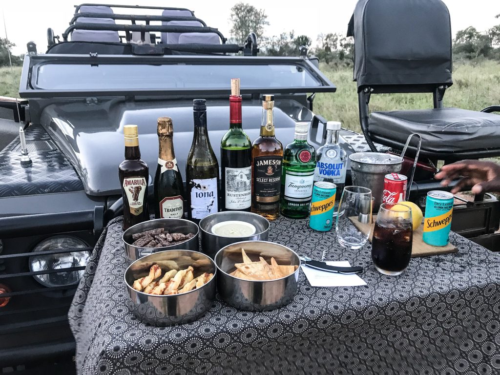 Every night on your game drive at Ivory Lodge will have a sundowner stop for snacks and drinks in the bush.