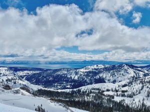 During spring skiing at Squaw Valley, make sure you make it to the summit for amazing Lake Tahoe views.