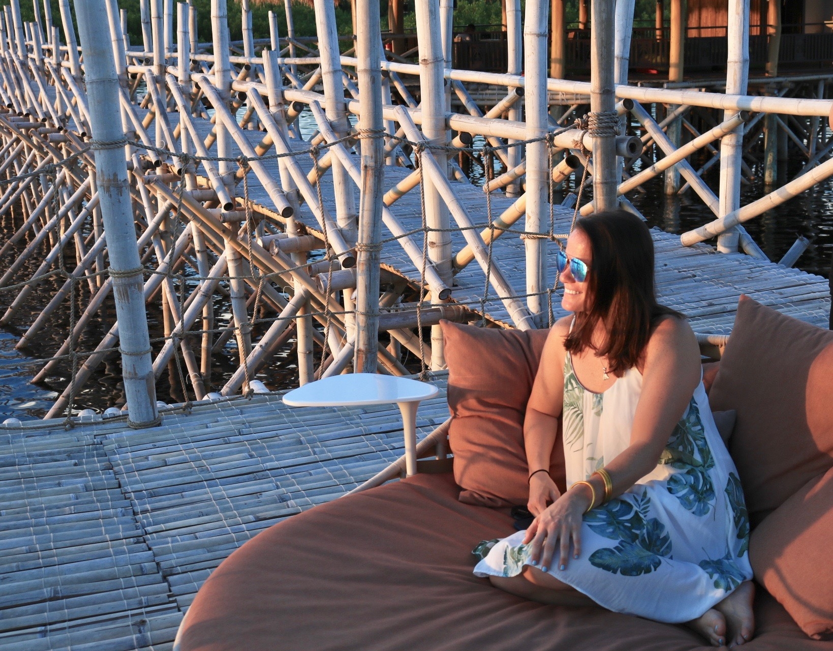 Watch the sunset from the deck at the end of the mongrove walk at North Zen Villas in Bohol, Philippines.