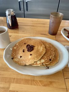 If you stop by Mr. John's Pancake House in Montauk, you'll get a hefty serving of chocolate chip pancakes.
