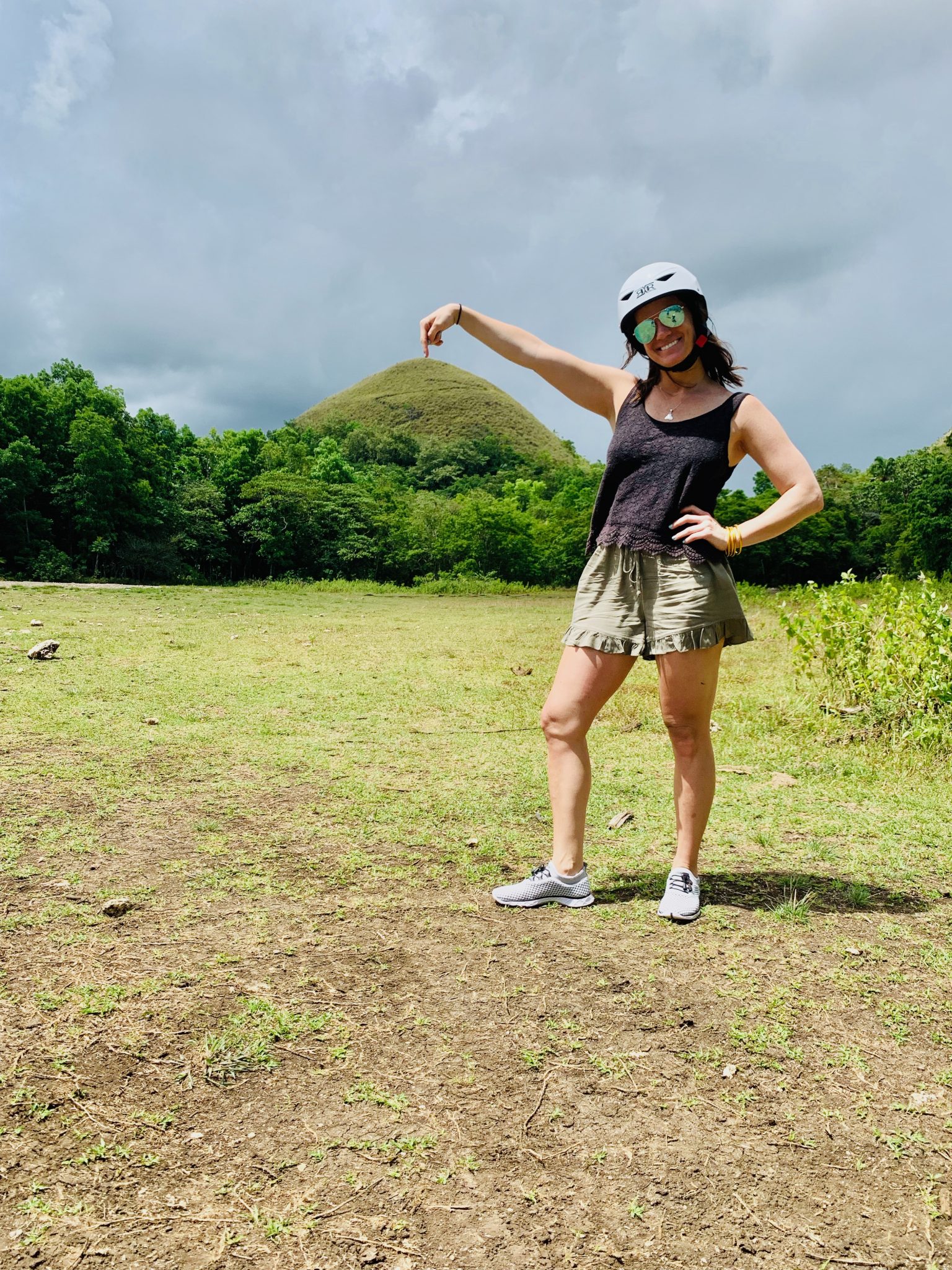A typical tourist shot at the Chocolate Hills in Bohol.