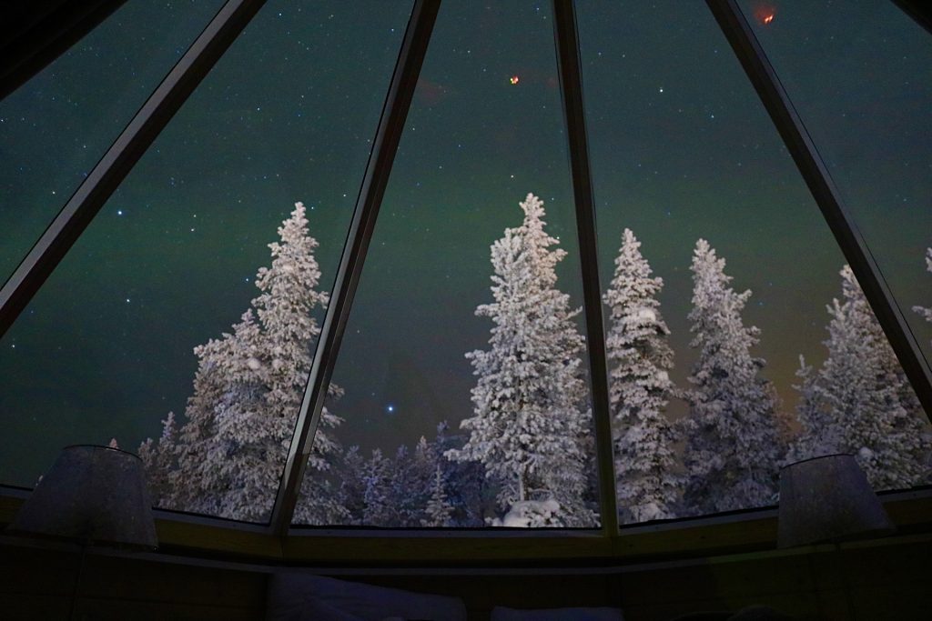 If you're patient at the Northern Lights Village, you can see the Aurora from your bed.