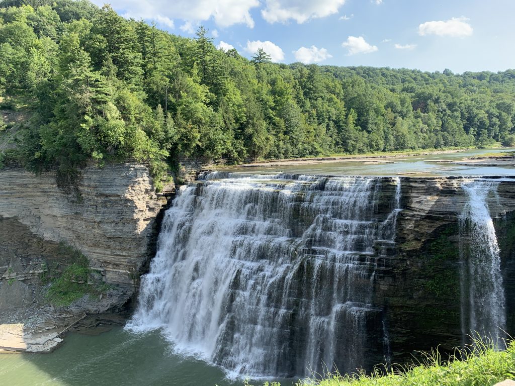 The view of Middle Falls from the Gorge Trail at Letchworth State Park.
